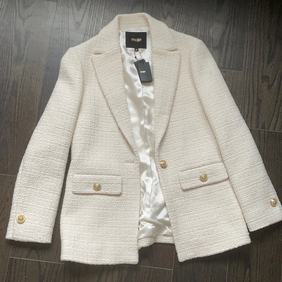 ⛔️SOLD⛔️ Maje White Tweed Blazer - Picture 1 of 5
